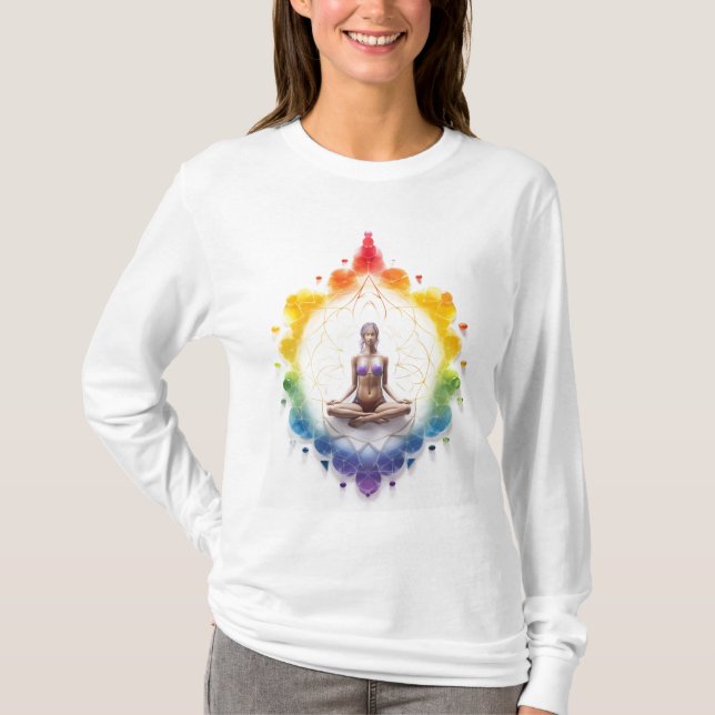 Yogi Elegance: Serene Women's Yoga Sweatshirt T-Shirt (Vorderseite)