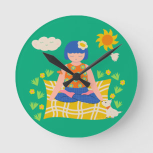 Yogi Girl Runde Wanduhr