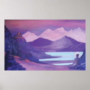 Yogi & Kloster im tibetischen Gebirge Poster