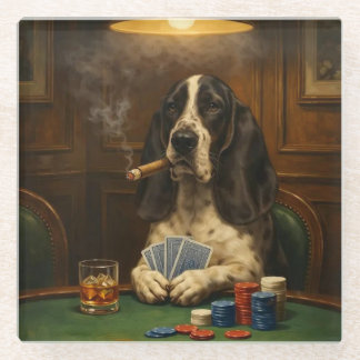 Yogi the Basset Hound Playing Poker Glasuntersetzer