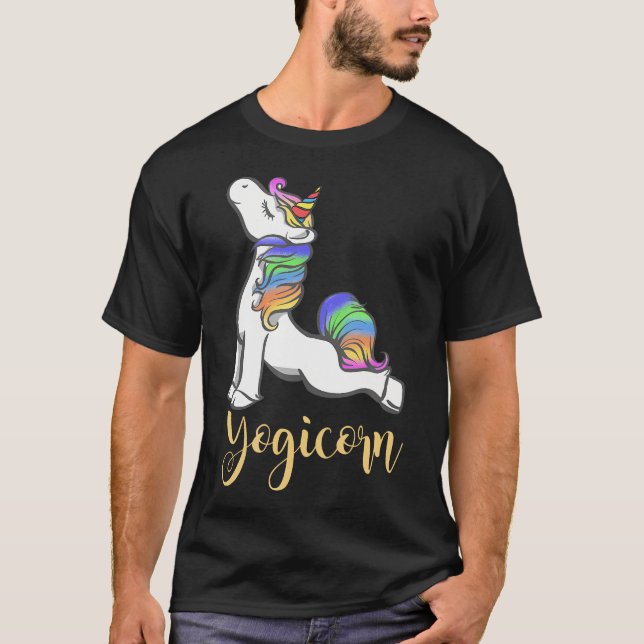 Yogicorn Niedlich Magical Unicorn Yoga Workout Gym T-Shirt (Vorderseite)