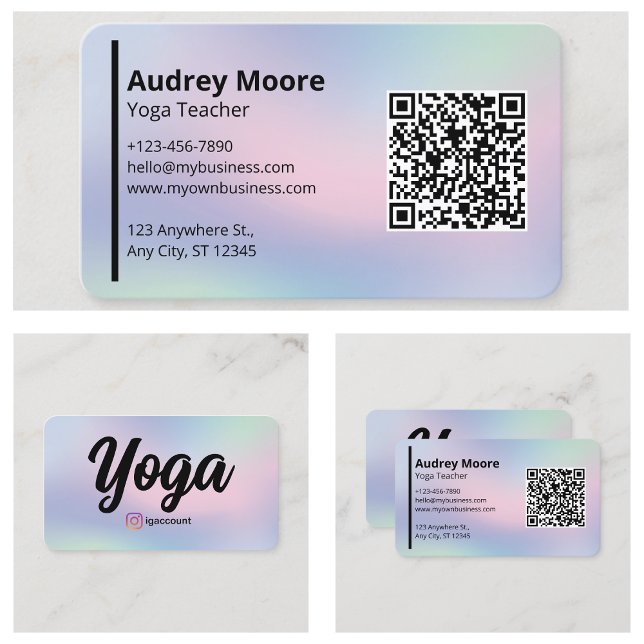 Yoglehrer Modernes Yogastudio Holografisches Visitenkarte (Yoga Teacher Modern Yoga Studio Holographic Business Card
)