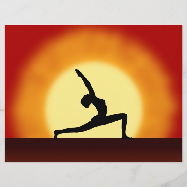 Yoglehrerin Sunrise Posing Woman Silhouette Flyer (Vorne)
