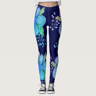 Yogopflanzen mit blauen und rosafarbenen Fellen Leggings