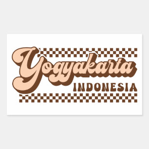 Yogyakarta Indonesien Retro Brown Text Rechteckiger Aufkleber