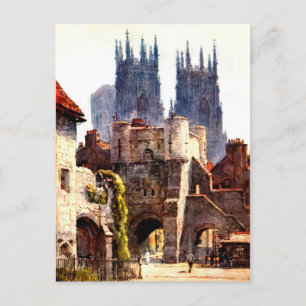 Yok Minster Bootham Bar Eingang Farbe Kathedrale Postkarte