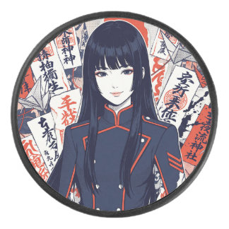 Yokai and protective talismans depicted in a Japan Eishockey Puck