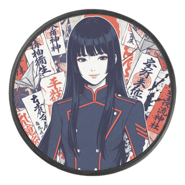 Yokai and protective talismans depicted in a Japan Eishockey Puck (Vorderseite)