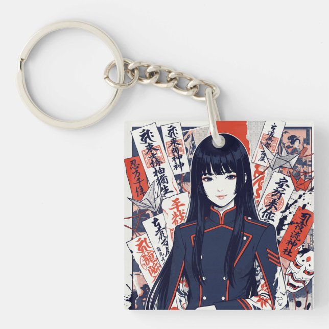 Yokai and protective talismans depicted in a Japan Schlüsselanhänger (Vorderseite)