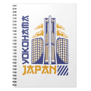Yokohama Japan futuristische Skyline Typografie-De Notizblock
