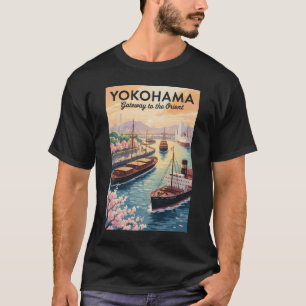 Yokohama Japan Illustration Reise Kunst Vintage T-Shirt