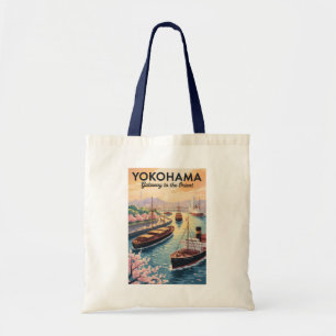 Yokohama Japan Illustration Reise Kunst Vintage Tragetasche