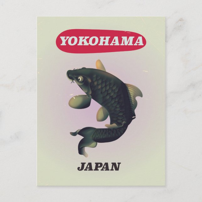 Yokohama Japan Vintages Reiseplakat Postkarte (Vorderseite)