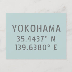 Yokohama Latitude & Longitude Postkarte