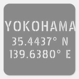 Yokohama Latitude & Longitude Quadratischer Aufkleber