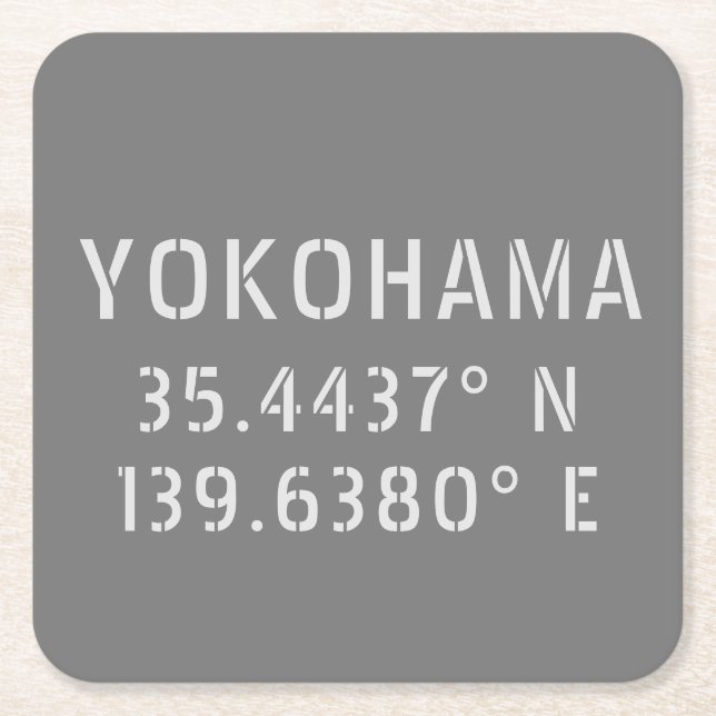 Yokohama Latitude & Longitude Rechteckiger Pappuntersetzer (Vorderseite)