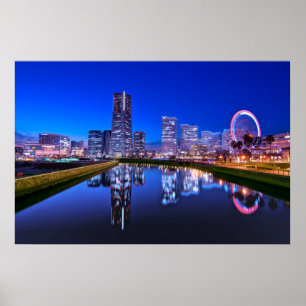 Yokohama Skyline bei Dusk Poster