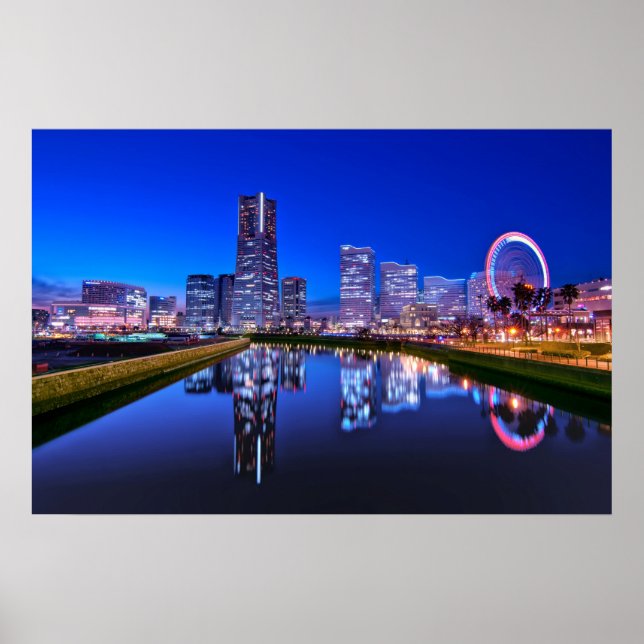 Yokohama Skyline bei Dusk Poster (Vorne)