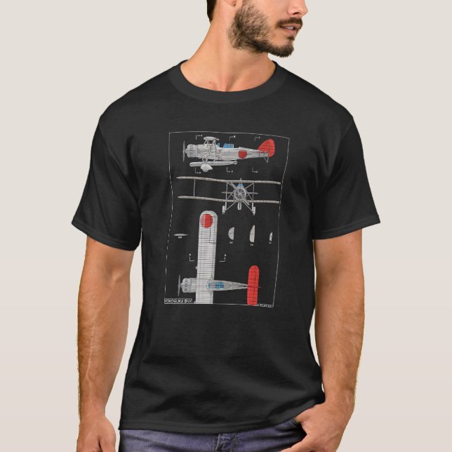 Yokosuka B4Y Japanese WW2 Biplane Diagram Premium T-Shirt (Vorderseite)