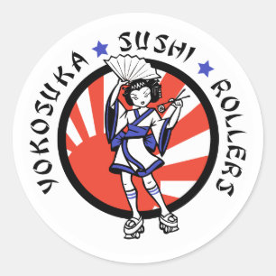 Yokosuka-Sushi-Rollen-Aufkleber Runder Aufkleber