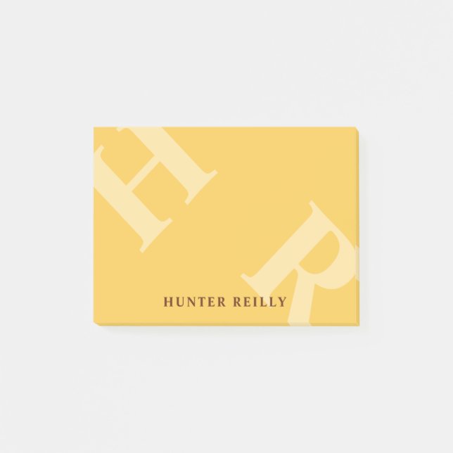 Yolk Yellow Tilted Initials & Your Name Post-it Klebezettel (Vorderseite)