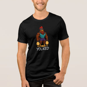 Yolked Hahn – Lustige Starke Hühner-Kettlebell Tri-Blend Shirt