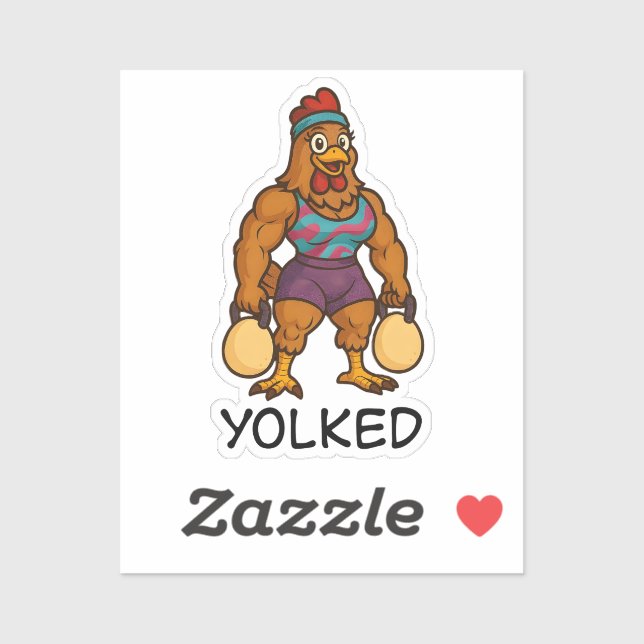 Yolked Hen – Funny Strong Chicken Kettlebell Gym Aufkleber (Blatt)