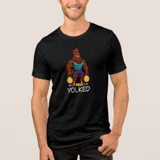Yolked Rooster – Funny Strong Chicken Kettlebell Tri-Blend Shirt