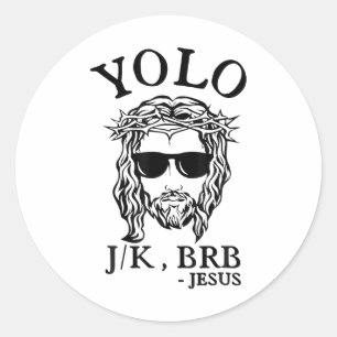 Yolo Jk Brb Jesus Lustiger Ostertag Bibel Vintage Runder Aufkleber