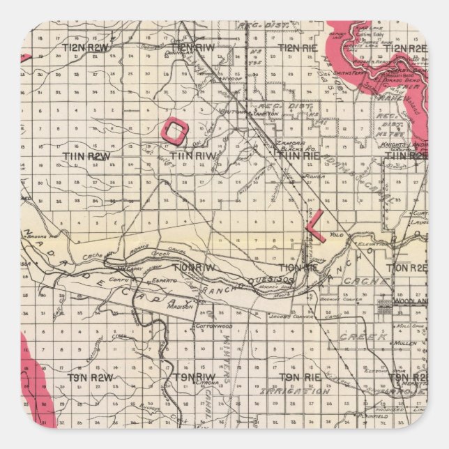 Yolo Landkreis, Kalifornien Quadratischer Aufkleber (Vorderseite)