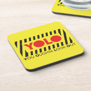 YOLO mit roter Vorsicht Untersetzer