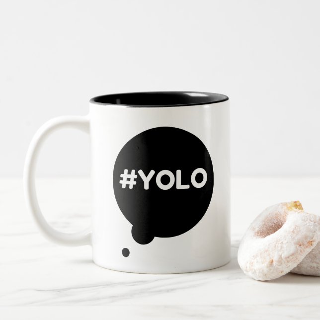 YOLO-Schwarzes 325 ml-Tasse Zweifarbige Tasse (Mit Donut)