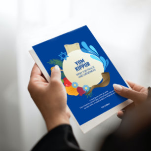 Yom Kippur Decorative Circle Graphic Blue Karte