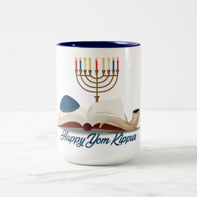 Yom Kippur Zweifarbige Tasse (Mittel)
