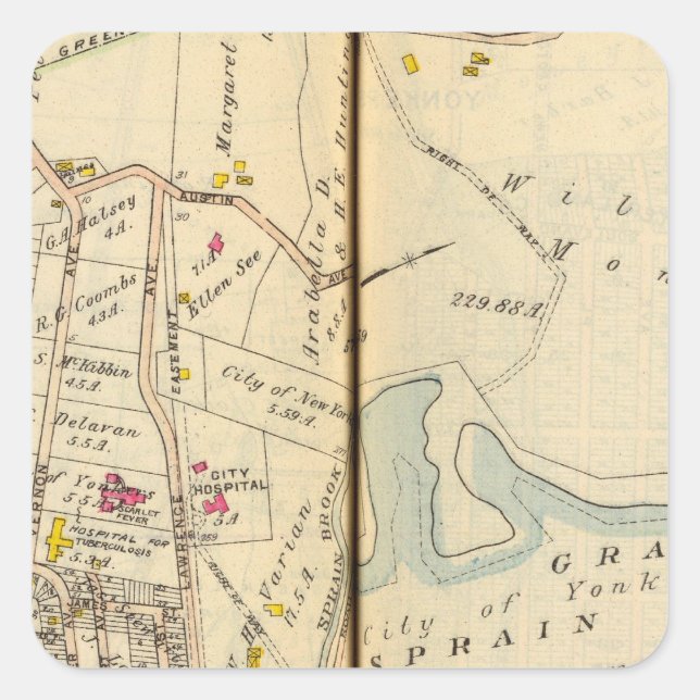 Yonkers, New York 9 Quadratischer Aufkleber (Vorderseite)