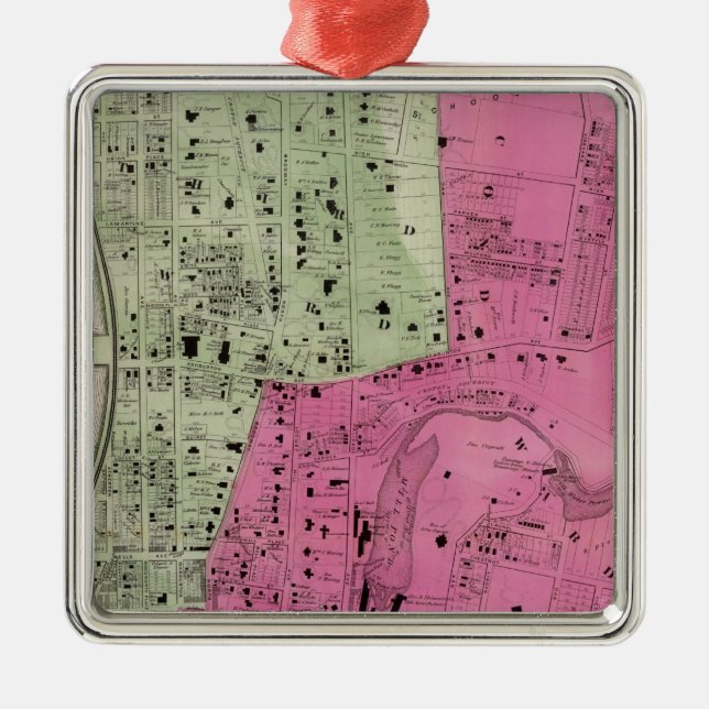 Yonkers, NY Atlas Silbernes Ornament (Vorne)