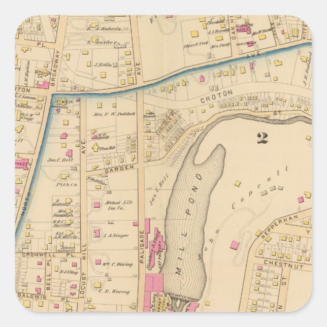 Yonkers wards 2-3, New York Quadratischer Aufkleber (Vorderseite)