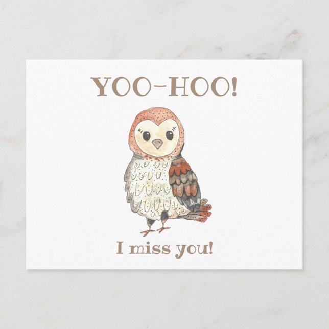Yoo-hoo Barn Owl I Miss You School Teacher Postkarte (Vorderseite)