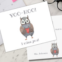 Yoo-hoo Herz Owl I Miss You School Teacher