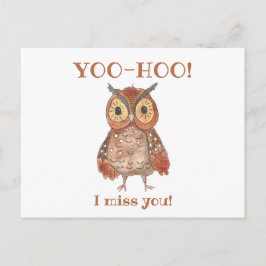 Yoo-hoo Niedlich Owl I Miss You School Lehrer Postkarte