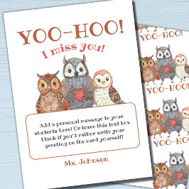 Yoo-hoo Owls ich Miss You School Lehrer herunterla Karte