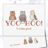 Yoo-hoo Watercolor Owls Ich vermisse dich Schulleh