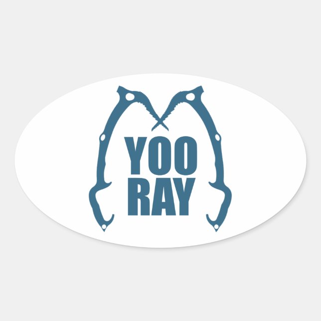 Yoo Ray (Ouray) Eisklettern Ovaler Aufkleber (Vorderseite)