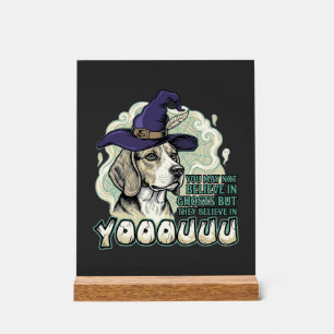 Yooouuu Geister Beagle Hund Lila Hexenhut Hallowee Acrylschild
