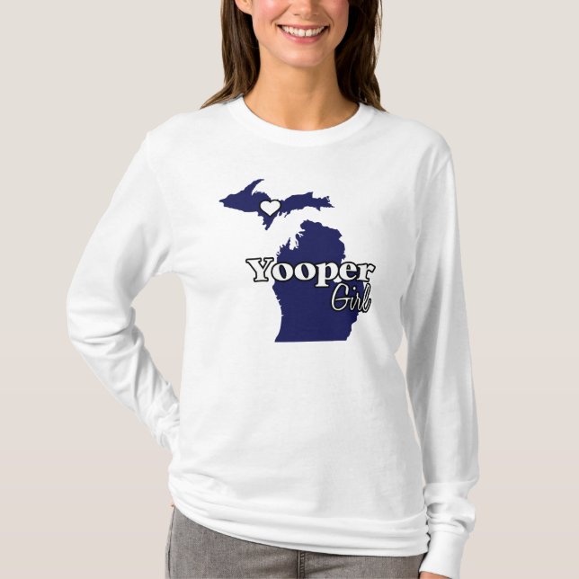 Yooper Mädchen-Marine T-Shirt (Vorderseite)