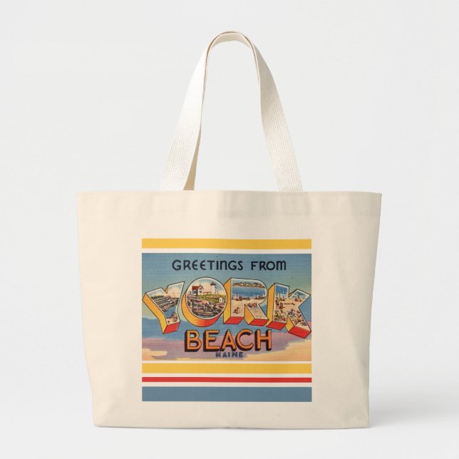 York Beach Maine Grüße Jumbo Stoffbeutel (Vorne)
