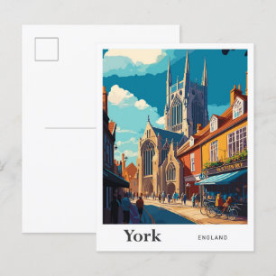 York England Travel Vintag Illustration Postkarte