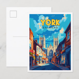 York England Vintage Reise Illustration Postkarte
