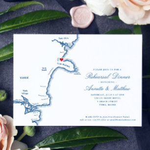 York Maine Karte Elegant Navy Probedinner