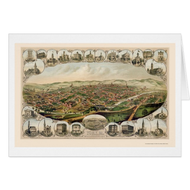 York, panoramische Karte PAs - 1879 (Vorderseite (Horizontal))